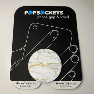 PopSockets Phone Grip & Stand White Gold Marble